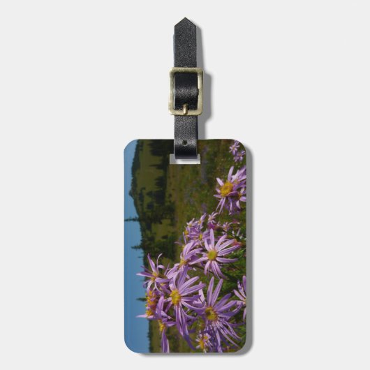 Étiquette À Bagage Fleurs d'aster violet au Mont Rainier (Devant Vertical)