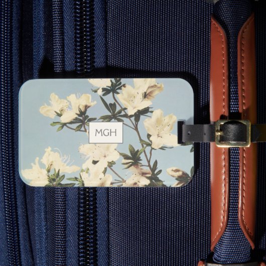 Étiquette À Bagage Fleurs d'Azalée Crème Blanche Monogramme (Insitu Rectoal 4)