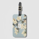 Étiquette À Bagage Fleurs d'Azalée Crème Blanche Monogramme (Devant Vertical)