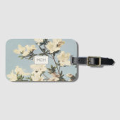 Étiquette À Bagage Fleurs d'Azalée Crème Blanche Monogramme (Devant Horizontal)
