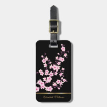 Fleurs de cerisier rose Floral Noir Lug personnali