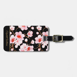 Étiquette À Bagage Fleurs de cerisier roses florales personnalisables