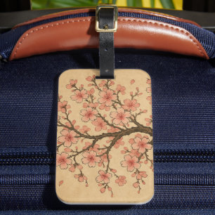Étiquette À Bagage Fleurs de cerisier - Style d'art traditionnel japo