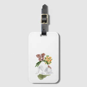 Étiquette À Bagage Fleurs de chien Terrier Doux Amoureux des animaux