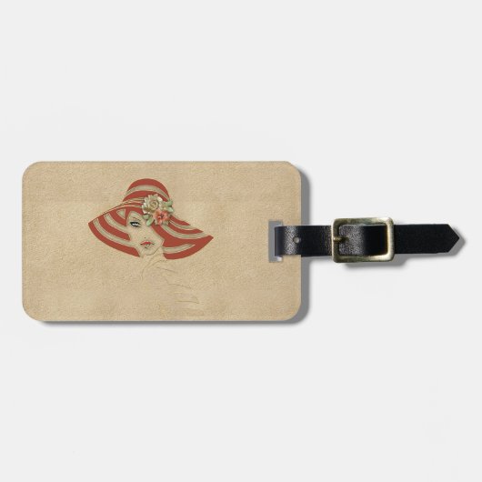 Étiquette À Bagage Fleurs de cuir sur le daim (Devant horizontal)