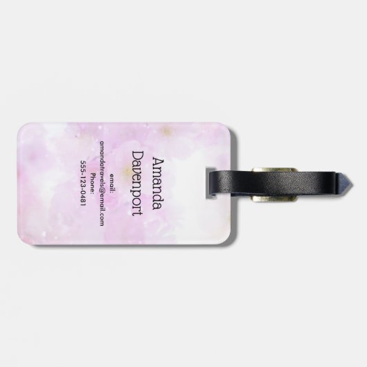 Étiquette À Bagage Fleurs de fleurs de cerisier rose (Dos horizontal)