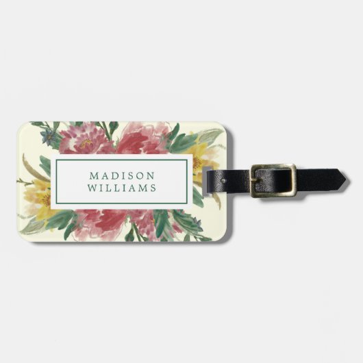 Étiquette À Bagage Fleurs de floraison florales (Devant horizontal)