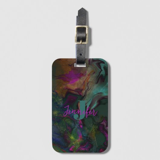 Étiquette À Bagage Fleurs de marbre branchées (Devant Vertical)