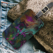 Étiquette À Bagage Fleurs de marbre branchées