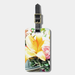 Étiquette À Bagage fleurs de mariage rose orange étoile lis rose