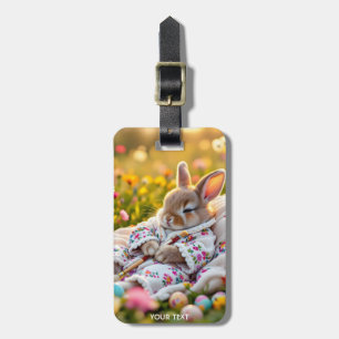 Étiquette À Bagage Fleurs de peintre de lapin mignonne Imaginaire