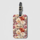 Étiquette À Bagage Fleurs de printemps crème Bourgogne (Devant Vertical)