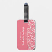 Étiquette À Bagage Fleurs de printemps Tropicales, Roses Clouches Et (Dos Vertical)