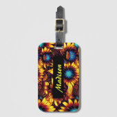 Étiquette À Bagage Fleurs de soleil lumineuses (Devant Vertical)