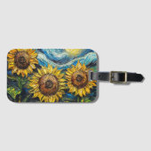 Étiquette À Bagage Fleurs de soleil Van Gogh et nuit étoilée (Devant Horizontal)