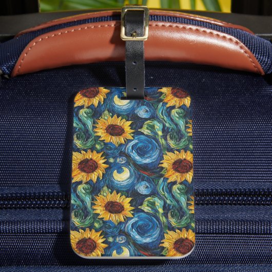 Étiquette À Bagage Fleurs de soleil Van Gogh et nuit étoilée (Insitu Rectoal 2)