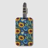 Étiquette À Bagage Fleurs de soleil Van Gogh et nuit étoilée (Devant Vertical)