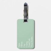 Étiquette À Bagage Fleurs de style rétro sur arrière - plan vert (Dos Vertical)