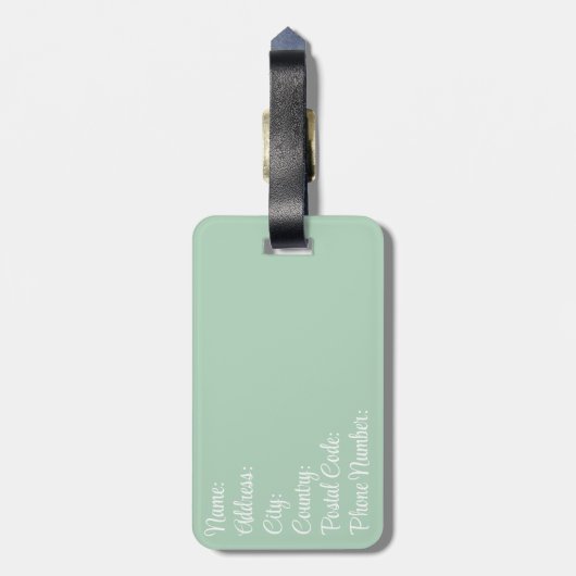 Étiquette À Bagage Fleurs de style rétro sur arrière - plan vert (Dos Vertical)