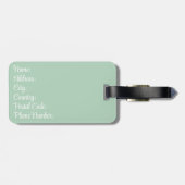 Étiquette À Bagage Fleurs de style rétro sur arrière - plan vert (Dos horizontal)