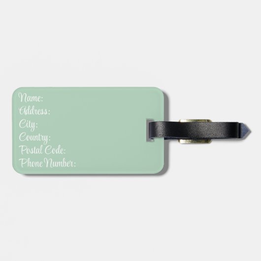 Étiquette À Bagage Fleurs de style rétro sur arrière - plan vert (Dos horizontal)