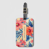 Étiquette À Bagage Fleurs d'été Hibiscus tropical Motif floral (Devant Vertical)