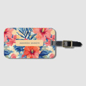 Étiquette À Bagage Fleurs d'été Hibiscus tropical Motif floral (Devant Horizontal)
