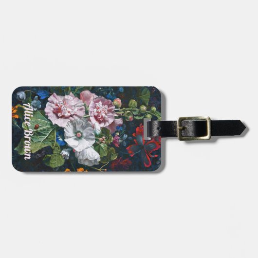 Étiquette À Bagage Fleurs d'été Nom du monogramme (Devant horizontal)