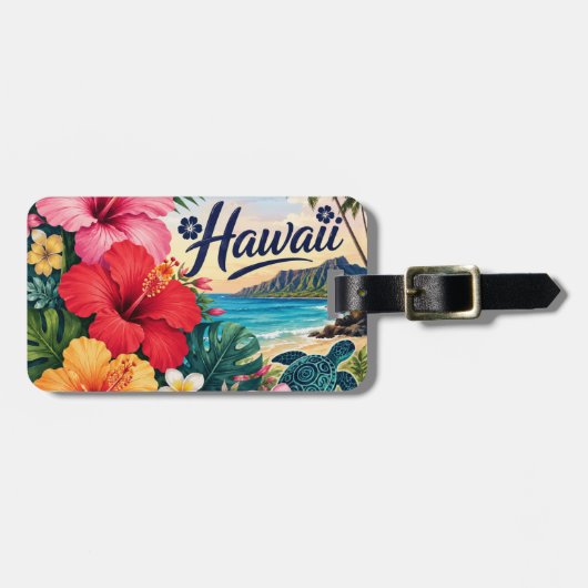 Étiquette À Bagage Fleurs d'Hawaii (Devant horizontal)