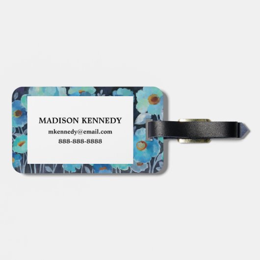 Étiquette À Bagage Fleurs d'indigo (Dos horizontal)