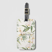 Étiquette À Bagage Fleurs d'orchidées blanches tropicales (Devant Vertical)