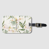 Étiquette À Bagage Fleurs d'orchidées blanches tropicales (Devant Horizontal)