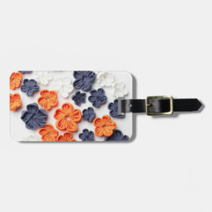 Étiquette À Bagage Fleurs en tissu cousu à la main printemps orange b