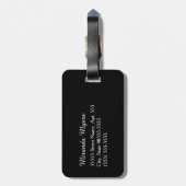 Étiquette À Bagage Fleurs Girly de marguerite blanche de noir de (Dos Vertical)