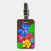 Étiquette À Bagage Fleurs hawaïennes Hibiscus Art (Devant Vertical)