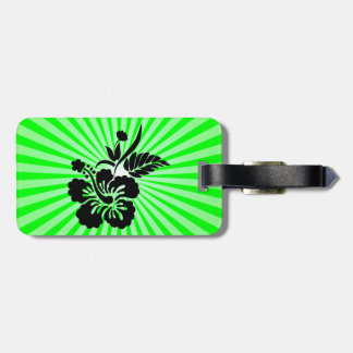 Étiquette À Bagage Fleurs hawaïennes ; vert