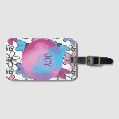 Étiquette À Bagage Fleurs, Joie, Graphisme Amusant (Devant Horizontal)