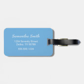 Étiquette À Bagage Fleurs marguerites blanches sur bleu (Dos horizontal)