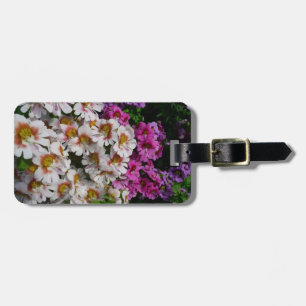 Étiquette À Bagage Fleurs papillon rose blanc et violet