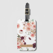 Étiquette À Bagage Fleurs Pastel Modernes & Cadeau Personnalisé Kraft (Devant Vertical)
