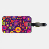 Étiquette À Bagage Fleurs pourpres hippies d'arc-en-ciel (Dos horizontal)