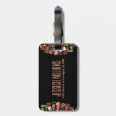Étiquette À Bagage Fleurs Retro Colorées Avec Grilles Noires (Dos Vertical)