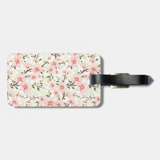 Étiquette À Bagage Fleurs roses (Dos horizontal)