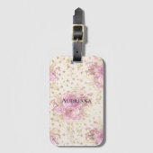 Étiquette À Bagage Fleurs roses Chic (Devant Vertical)
