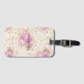 Étiquette À Bagage Fleurs roses Chic (Devant Horizontal)