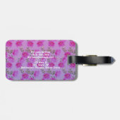 Étiquette À Bagage Fleurs roses cool (Nom & Initiale) Monogramme fémi (Dos horizontal)