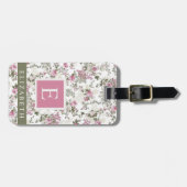 Étiquette À Bagage Fleurs Roses customisées de couleur blanche rose f (Devant horizontal)