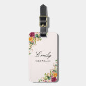 Étiquette À Bagage Fleurs Roses élégantes Floral Botanical (Devant Vertical)