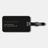 Étiquette À Bagage Fleurs roses en or noir (Dos horizontal)