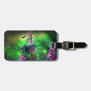 Étiquette À Bagage Fleurs roses et abeille contre le monde